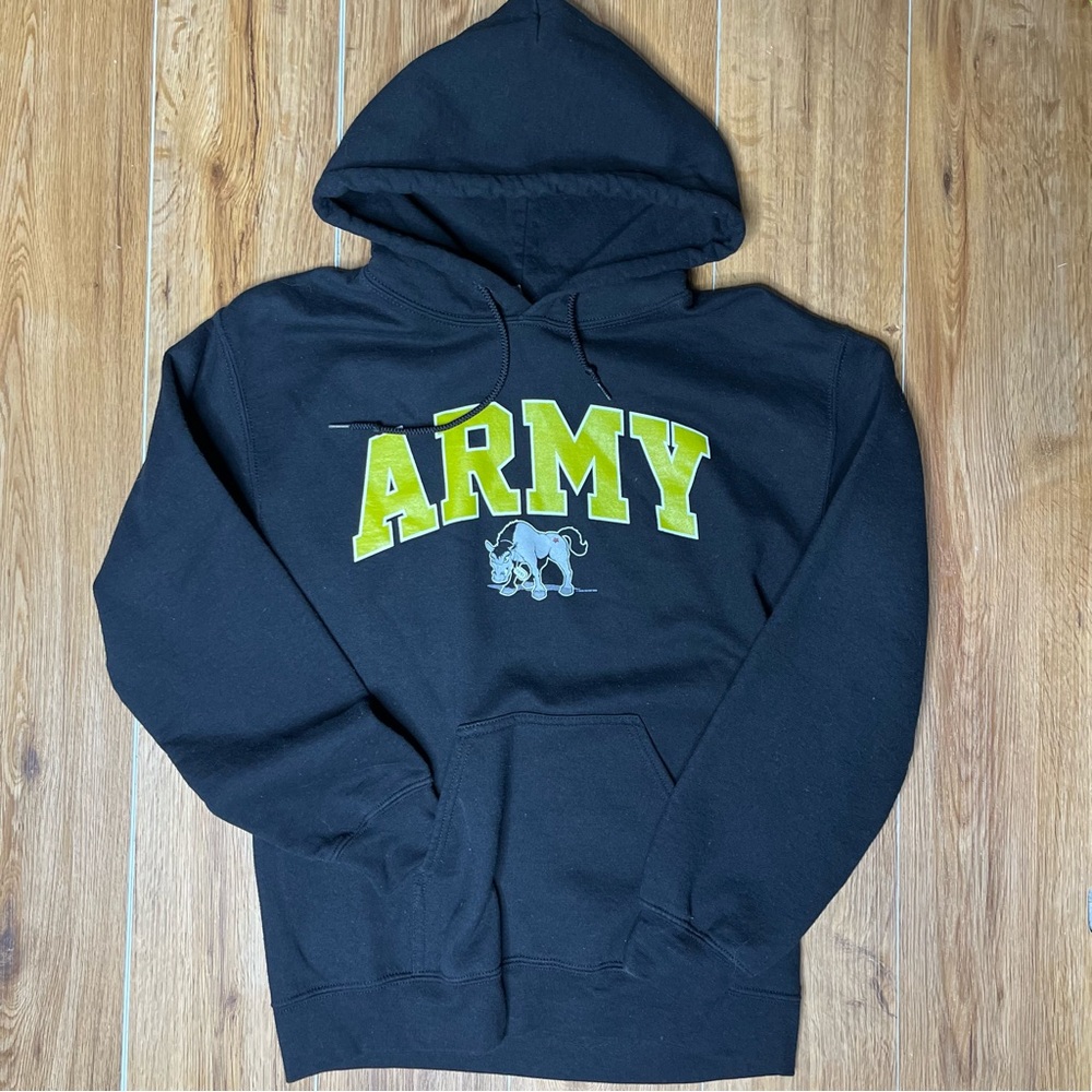 ARMY Hoodie Sweatshirt Gildan SMALL Black Yellow Comfy